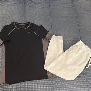 FLAWED Nike Black and Gray Athletic Shirt & H&M Heathered Gray Sweatpants